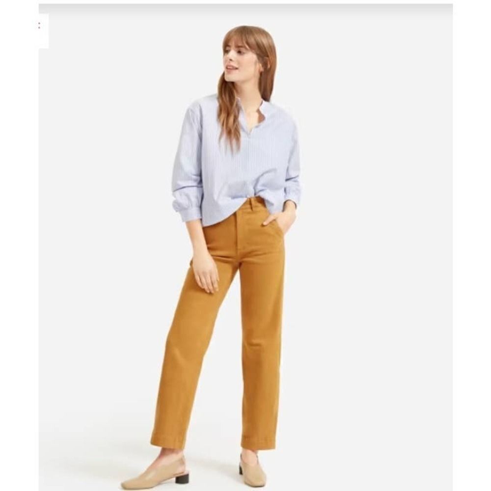 Everlane The‎ Cropped Straight-Leg Tall Pants Jeans Sz 00 mustard yellow
